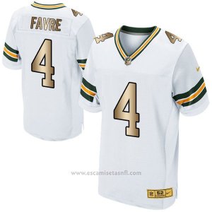 Camiseta Green Bay Packers Favre Blanco Nike Gold Elite NFL Hombre2