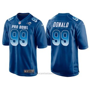 Camiseta NFL Hombre Los Angeles Rams 99 Aaron Donald Azul NFC 2018 Pro Bowl