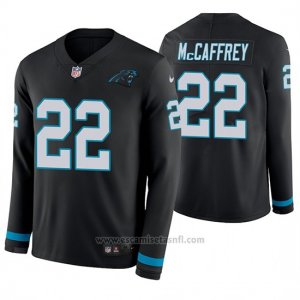 Camiseta NFL Hombre Carolina Panthers Christian Mccaffrey Negro Therma Manga Larga