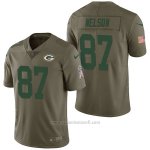 Camiseta NFL Limited Hombre Green Bay Packers 87 Jordy Nelson 2017 Salute To Service Verde