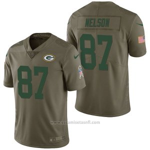 Camiseta NFL Limited Hombre Green Bay Packers 87 Jordy Nelson 2017 Salute To Service Verde