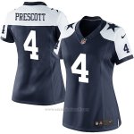 Camiseta NFL Limited Mujer Dallas Cowboys 4 Dak Prescott Throwback Alternate Azul