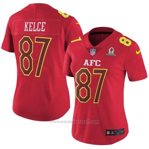 Camiseta AFC Kelce Rojo 2017 Pro Bowl NFL Mujer