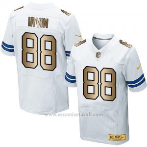 Camiseta Dallas Cowboys Irvin Blanco Nike Gold Elite NFL Hombre
