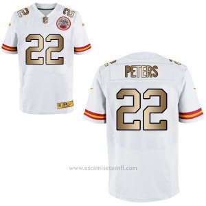 Camiseta Kansas City Chiefs Peters Blanco Nike Gold Elite NFL Hombre