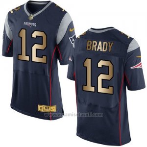 Camiseta New England Patriots Brady Profundo Azul Nike Gold Elite NFL Hombre