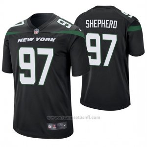 Camiseta NFL Game Hombre New York Jets Nathan Shepherd Negro 60th Aniversario
