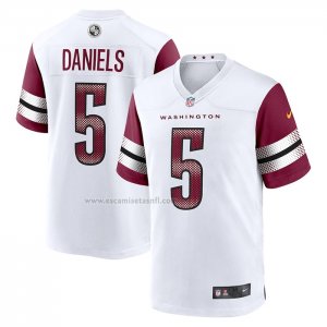 Camiseta NFL Game Washington Commanders Jayden Daniels 2024 NFL Draft First Round Pick Blanco
