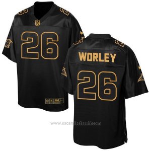 Camiseta Carolina Pantherss Worley Negro 2016 Nike Elite Pro Line Gold NFL Hombre