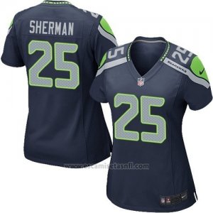 Camiseta Seattle Seahawks Sherman Azul Oscuro Nike Game NFL Mujer