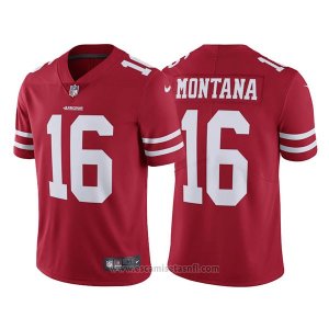 Camiseta NFL Limited Hombre San Francisco 49ers 16 Joe Montana Scarlet Vapor Untouchable Throwback