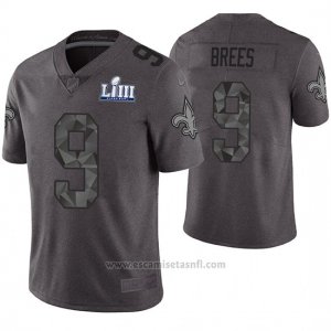 Camiseta NFL Limited Hombre New Orleans Saints Drew Brees Gris Super Bowl LIII