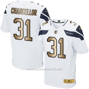 Camiseta Seattle Seahawks Chancellor Blanco Nike Gold Elite NFL Hombre