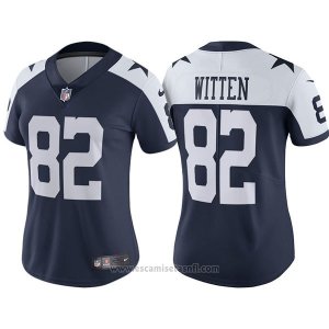 Camiseta NFL Limited Mujer Dallas Cowboys 82 Jason Witten Azul Vapor Untouchable Rush