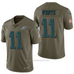 Camiseta NFL Limited Hombre Philadelphia Eagles 11 Carson Wentz 2017 Salute To Service Verde