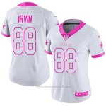Camiseta NFL Limited Mujer Dallas Cowboys 88 Michael Irvin Blanco Rosa Stitched Rush Fashion