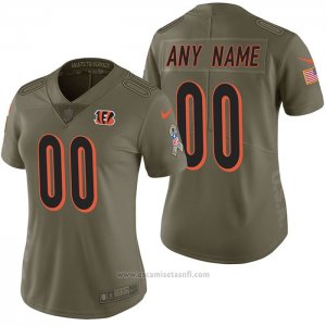 Camiseta NFL Limited Mujer Cincinnati Bengals Personalizada 2017 Salute To Service Verde