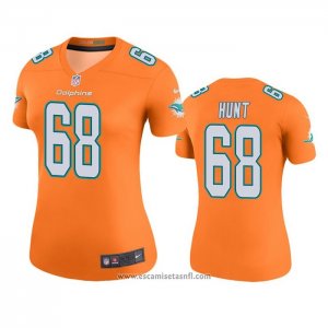 Camiseta NFL Legend Mujer Miami Dolphins Robert Hunt Naranja Color Rush