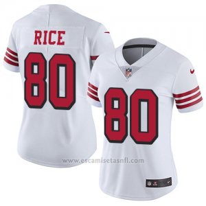 Camiseta NFL Limited Mujer San Francisco 49ers 80 Jerry Rice Blanco Rush Stitched Vapor Untouchable