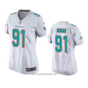 Camiseta NFL Game Mujer Miami Dolphins Emmanuel Ogbah Blanco