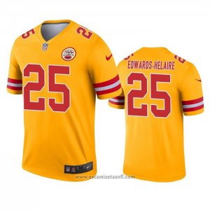 Camiseta NFL Legend Kansas City Chiefs Clyde Edwards Helaire Inverted Oro