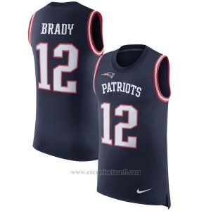 Camisetas Sin Mangas NFL Limited Hombre New England Patriots 12 Brady Azul
