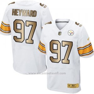 Camiseta Pittsburgh Steelers Heyward Blanco Nike Gold Elite NFL Hombre
