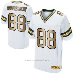 Camiseta Green Bay Packers Montgomery Blanco Nike Gold Elite NFL Hombre