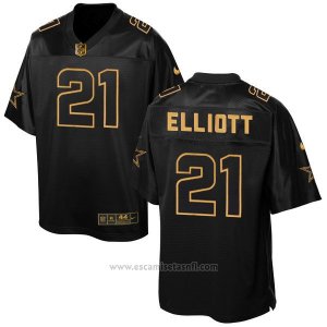 Camiseta Dallas Cowboys Elliott Negro 2016 Nike Elite Pro Line Gold NFL Hombre