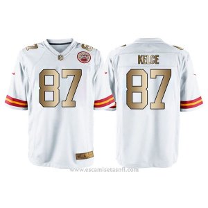 Camiseta Kansas City Chiefs Kelce Blanco Nike Gold Game NFL Hombre