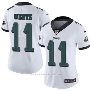 Camiseta NFL Limited Mujer Philadelphia Eagles 11 Wentz Blanco