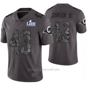 Camiseta NFL Limited Hombre Los Angeles Rams John Johnson Gris Super Bowl LIII