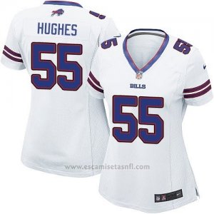Camiseta Buffalo Bills Hughes Blanco Nike Game NFL Mujer
