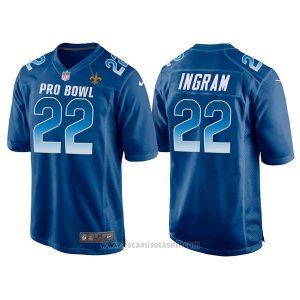 Camiseta NFL Hombre New Orleans Saints 22 Mark Ingram Azul NFC 2018 Pro Bowl