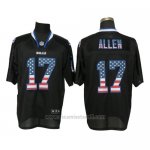 Camiseta NFL Hombre Elite Buffalo Bills 17 Josh Allen Negro Stitched USA Flag Fashion