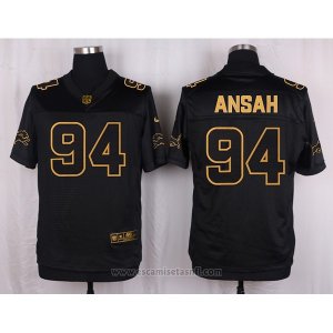 Camiseta Detroit Lions Ansah Negro Nike Elite Pro Line Gold NFL Hombre