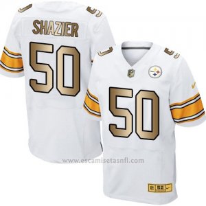 Camiseta Pittsburgh Steelers Shazier Blanco Nike Gold Elite NFL Hombre