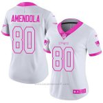 Camiseta NFL Limited Mujer New England Patriots 80 Danny Amendola Blanco Rosa Stitched Rush Fashion