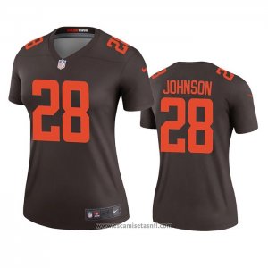 Camiseta NFL Legend Mujer Cleveland Browns Kevin Johnson Alterno Marron