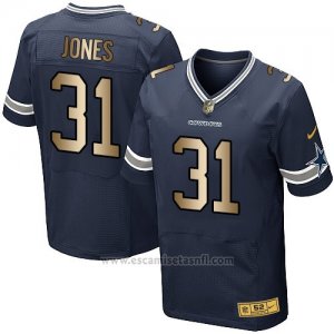 Camiseta Dallas Cowboys Jones Profundo Azul Nike Gold Elite NFL Hombre
