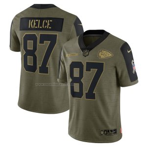 Camiseta NFL Limited Kansas City Chiefs Travis Kelce 2021 Salute To Service Verde