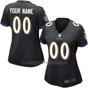 Camisetas NFL Mujer Baltimore Ravens Personalizada Negro