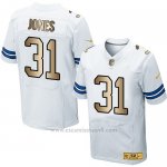 Camiseta Dallas Cowboys Jones Blanco Nike Gold Elite NFL Hombre