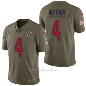 Camiseta NFL Limited Hombre Houston Texans 4 Deshaun Watson 2017 Salute To Service Verde