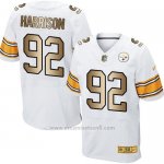 Camiseta Pittsburgh Steelers Harrison Blanco Nike Gold Elite NFL Hombre