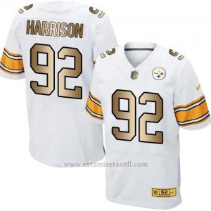 Camiseta Pittsburgh Steelers Harrison Blanco Nike Gold Elite NFL Hombre