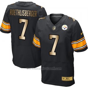 Camiseta Pittsburgh Steelers Roethlisberger Negro Nike Gold Elite NFL Hombre