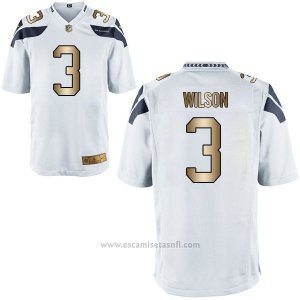 Camiseta Seattle Seahawks Wilson Blanco Nike Gold Game NFL Hombre
