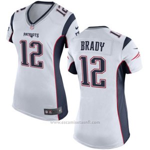 Camiseta NFL Limited Mujer New England Patriots 12 Brady Blanco