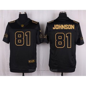 Camiseta Detroit Lions Johnson Negro Nike Elite Pro Line Gold NFL Hombre